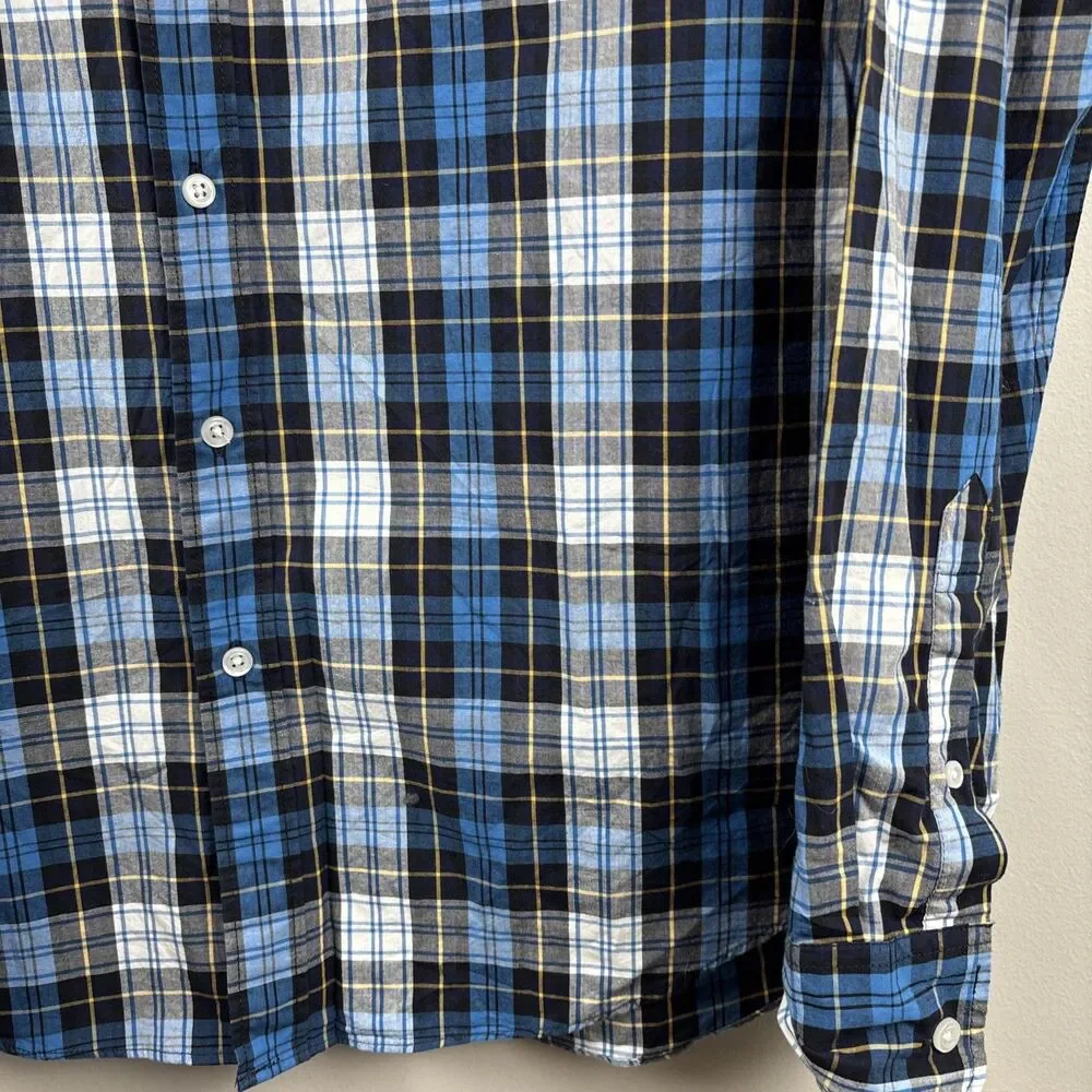 NWT J Crew Men's Large Blue Plaid Long Sleeve Button Shirt Slim B1050 Color BSW